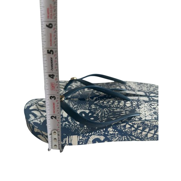 TORY BURCH Blue Platform Flip Flops Sandals Size 10 - Picture 4 of 10